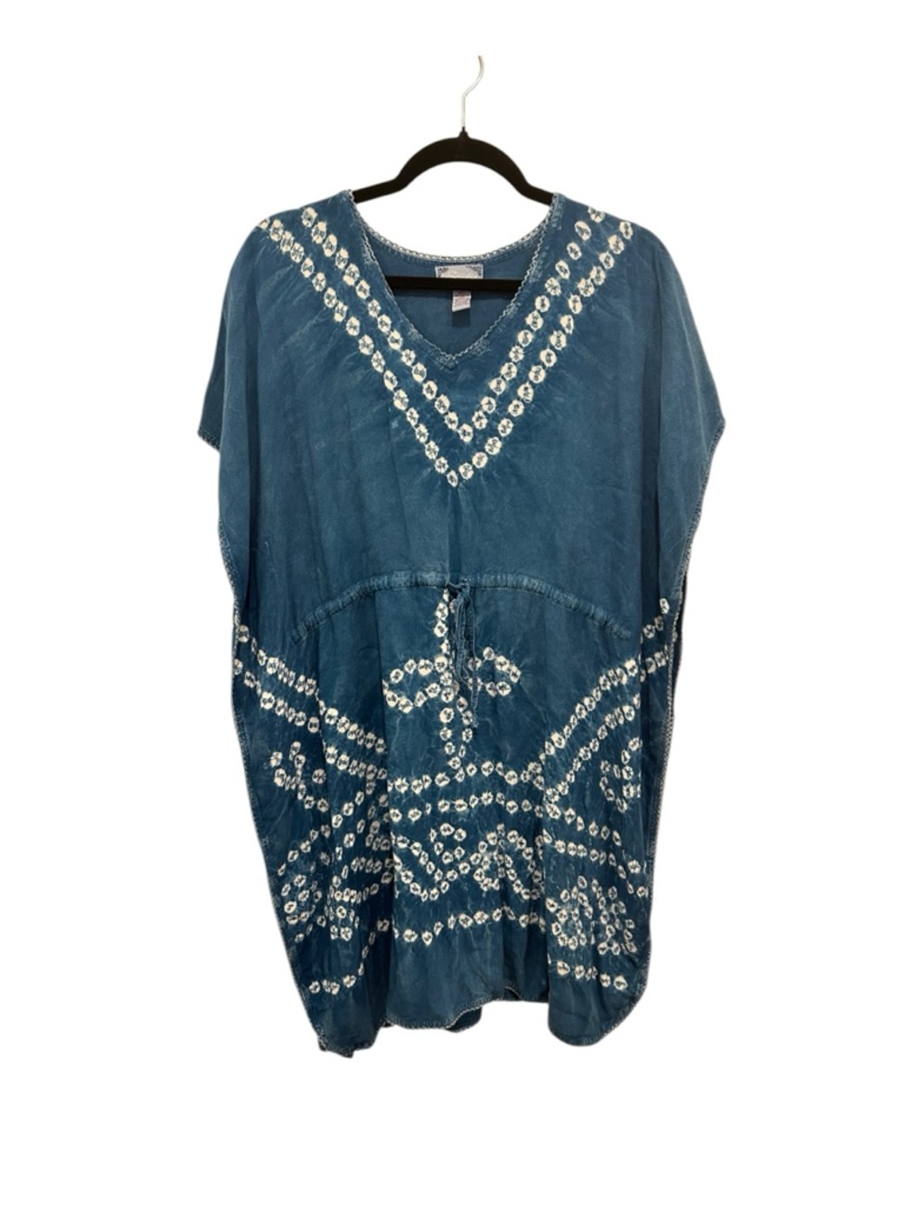 Studio West Indigo Shibori Tie-Dye Hippie Lace Tie Dress M Boho Festival Wear